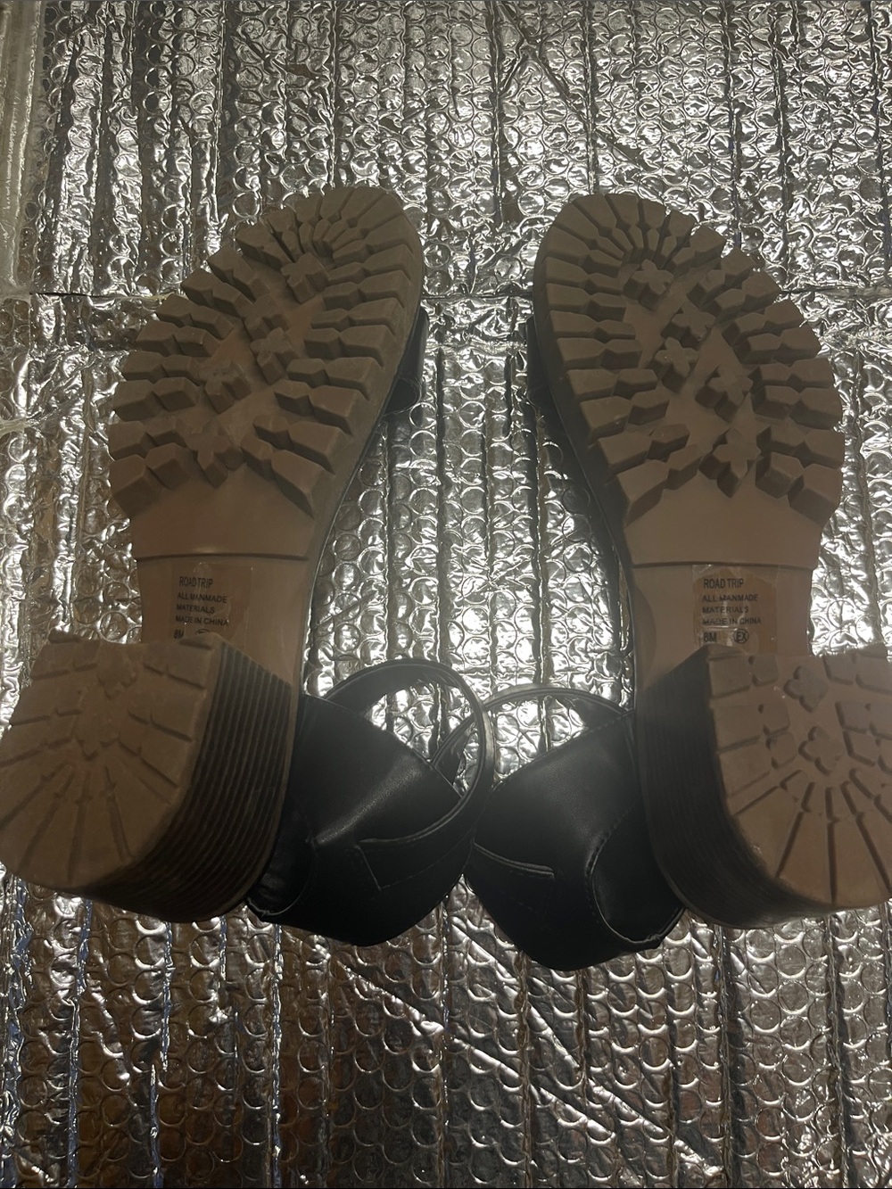 Pop  Road Trip Black Platform Sandals - Picture 8 of 12